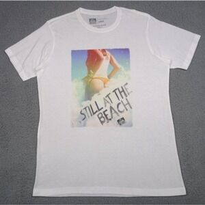 Reef Shirt Womens Size Large White Short Sleeve Crew Neck Wet Still At The Beach